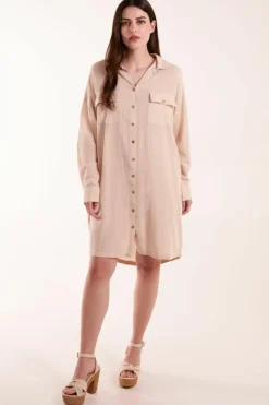 Shirt Dresses*Blue Vanilla Utility Shirt Dress Stone
