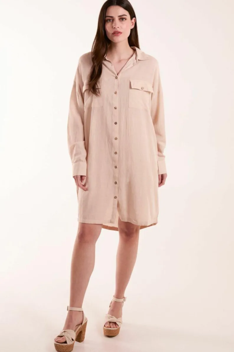 Shirt Dresses*Blue Vanilla Utility Shirt Dress Stone