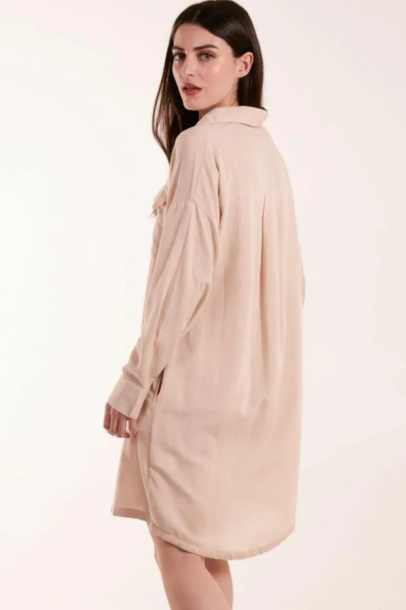 Shirt Dresses*Blue Vanilla Utility Shirt Dress Stone