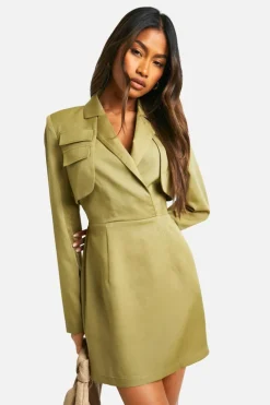 Blazer Dresses|Suits & Tailoring*boohoo Utility Tie Waist Blazer Dress khaki