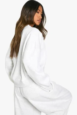 Sweatshirts|Hoodies & Sweatshirts*boohoo V NECK BALLOON SLEEVE SWEATSHIRT ash grey