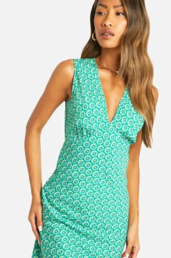 Cami Dresses*boohoo V Neck Floral Maxi Slip Dress green