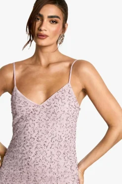 Maxi Dresses*boohoo V Neck Hand Embellished Maxi Dress pink