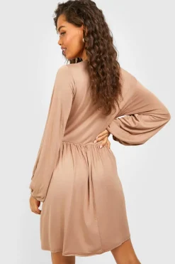 Smock Dresses*boohoo V Neck Smock Dress camel