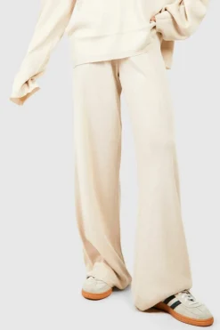 Knitted Co-Ords|Trousers*boohoo V Neck Wide Leg Knitted Co-ord stone