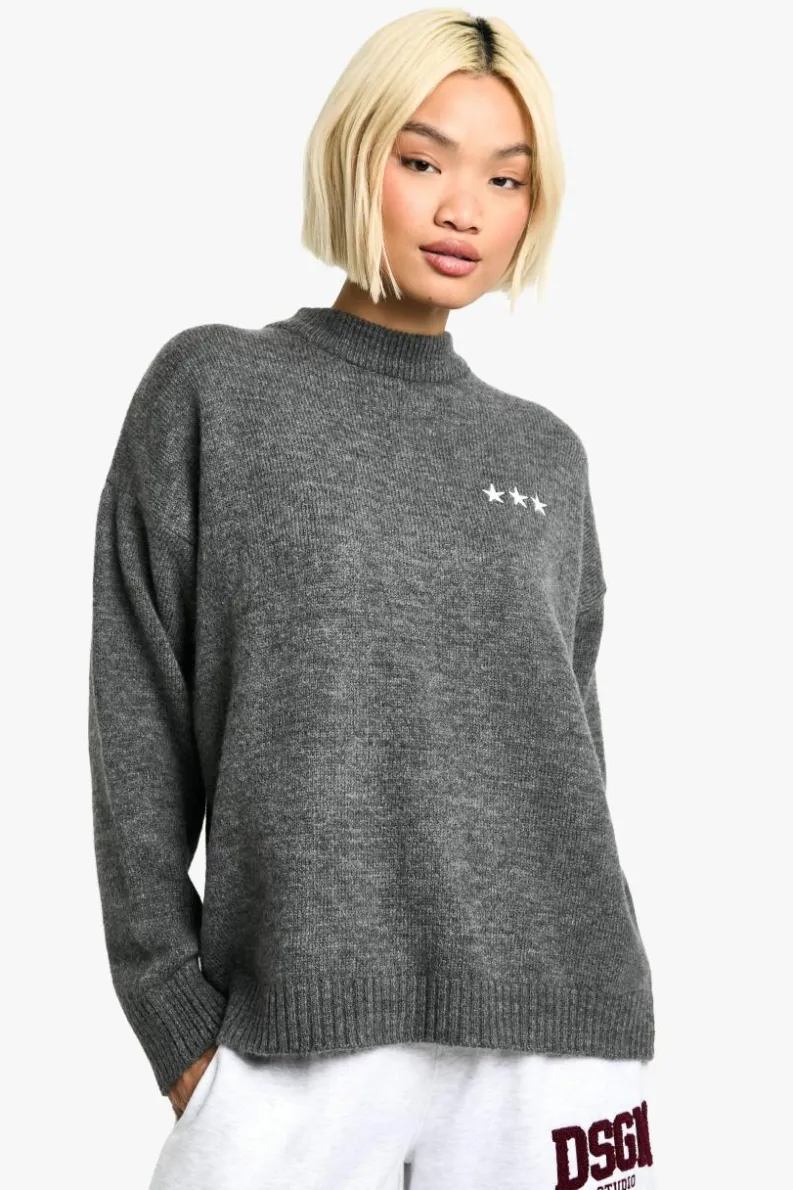 Jumpers|Jumpers & Cardigans*boohoo Varsity Crew Neck Jumper mid grey