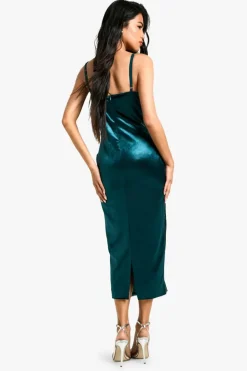 Bodycon Dresses*boohoo Velvet Corset Midaxi Dress emerald