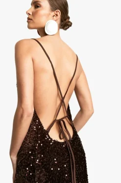 Maxi Dresses|Dresses*boohoo Velvet Sequin Cowl Neck Slip Maxi Dress chocolate