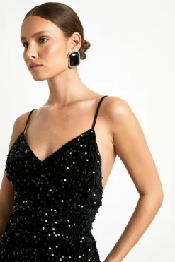 Cami Dresses*boohoo Velvet Sequin Slip Mini Dress black