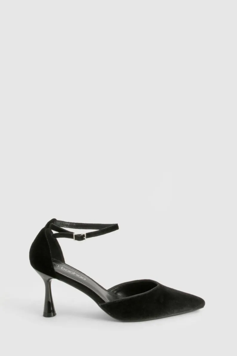 Heels*boohoo Velvet Two Part Court Shoes black