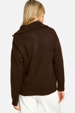 Oversized Jumpers|Jumpers*boohoo Vermont Oversized Knitted Zip Neck Jumper choc brown