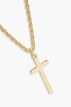 Necklaces*boohoo Vintage Chain Cross Pendant Necklace gold