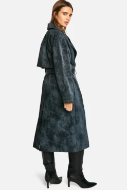 Up To 80% Off Winter Warmers|Trench Coats*boohoo Vintage Look Faux Leather Trench Coat grey