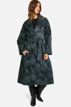 Up To 80% Off Winter Warmers|Trench Coats*boohoo Vintage Look Faux Leather Trench Coat grey
