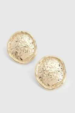Statement Earrings|Earrings*boohoo Vintage Style Hammered Disc Earrings gold
