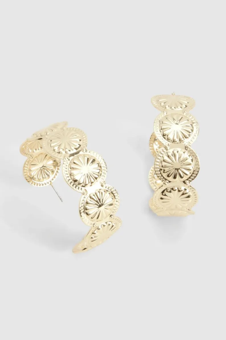 Earrings*boohoo Vintage Style Oversized Hoop Earrings gold
