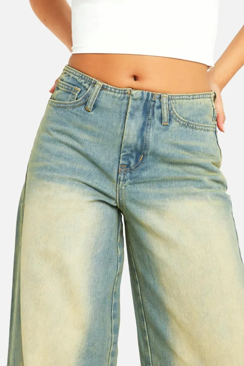 Up To 80% Off Winter Warmers|Denim*boohoo Vintage Wash No Waistband Wide Leg Jeans vintage blue