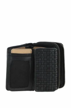 Handbags*Ashwood Leather Vintage Woven Leather 7 Card Purse Black