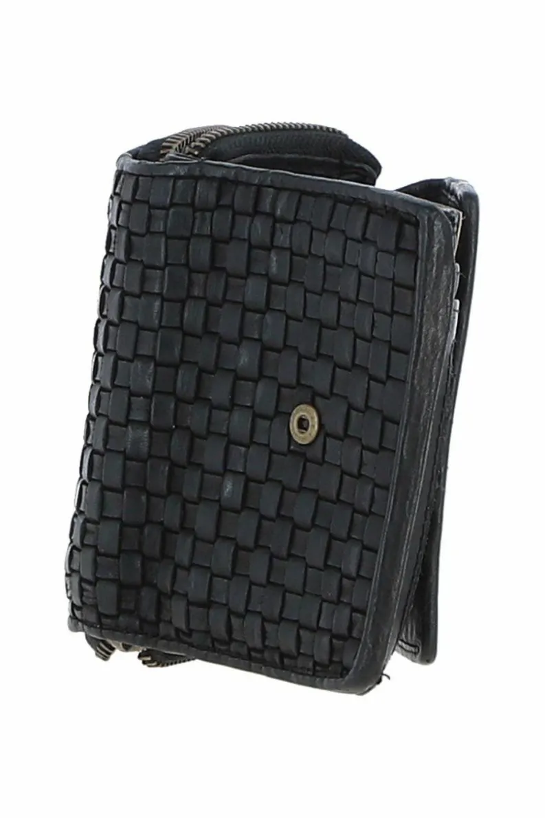 Handbags*Ashwood Leather Vintage Woven Leather 7 Card Purse Black