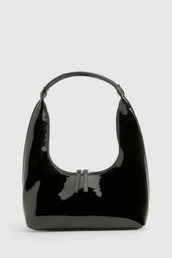 Shoulder Bags|Handbags*boohoo Vinyl Curve Shaped Shoulder Bag black