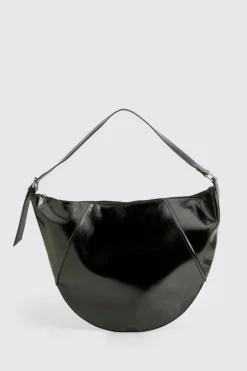 Shoulder Bags|Handbags*boohoo Vinyl Oversized Round Shoulder Bag black