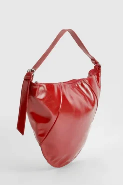 Shoulder Bags|Handbags*boohoo Vinyl Oversized Round Shoulder Bag red