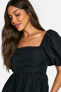 Smock Dresses*boohoo Volume Puff Sleeve Midaxi Dress black