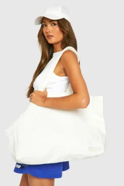 Handbags|Tote Bags*boohoo Wardrobe Essentials Canvas Cotton Tote Bag off white