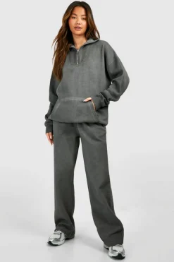 Sweatshirts|Hoodies & Sweatshirts*boohoo Washed Half Zip Oversized Sweatshirt charcoal