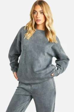 Sweatshirts|Hoodies & Sweatshirts*boohoo Washed Oversized Sweatshirt charcoal