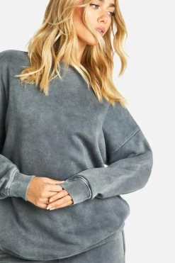 Sweatshirts|Hoodies & Sweatshirts*boohoo Washed Oversized Sweatshirt charcoal