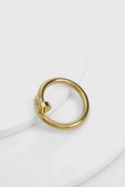Rings*boohoo Water Resistant Screw Detail Ring gold