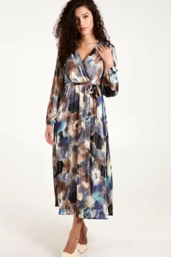 Wrap Dresses|Midi Dresses*Blue Vanilla Watercolour Wrap Midi Dress Navy