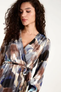 Wrap Dresses|Midi Dresses*Blue Vanilla Watercolour Wrap Midi Dress Navy
