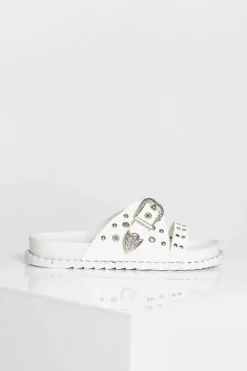 Flats|Sandals*boohoo Western Buckle Slider white