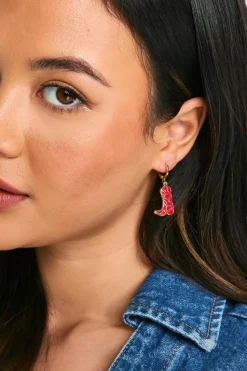 Earrings*boohoo Western Cowboy Boot Earrings red