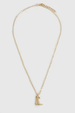 Necklaces*boohoo Western Cowboy Boot Necklace gold
