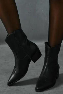 Cowboy Boots|Ankle Boots*MissPap Western Leather Look Ankle Boots black