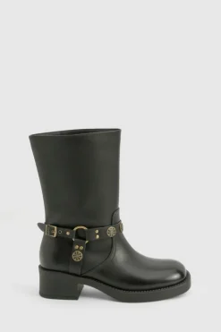 Cowboy Boots*boohoo Western Style Buckle Detail Boots black