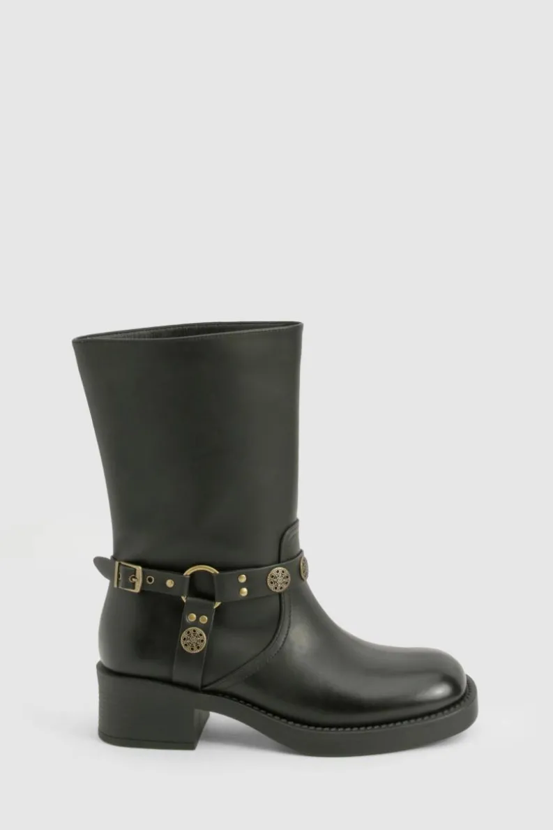 Cowboy Boots*boohoo Western Style Buckle Detail Boots black
