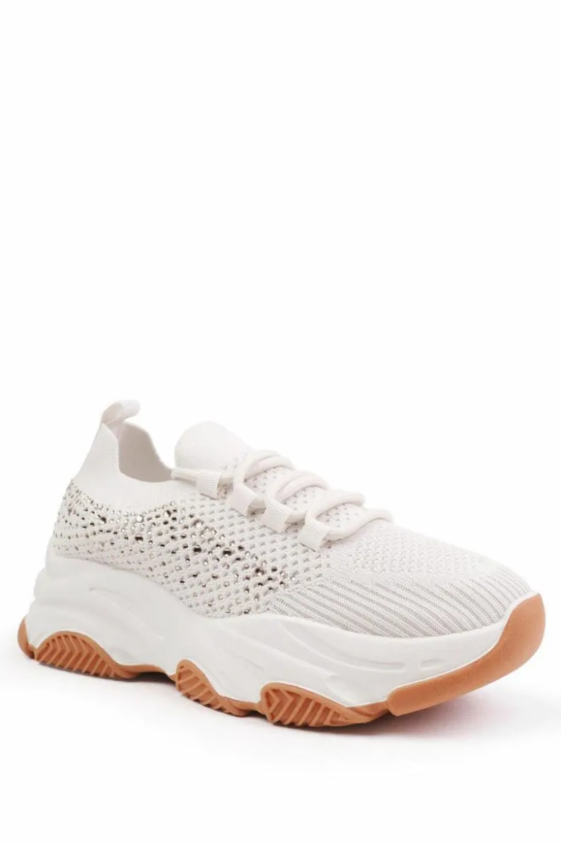 Trainers*Where's That From Whisper' Chunky Sole Knit Trainers With Crystal Embellishment Beige