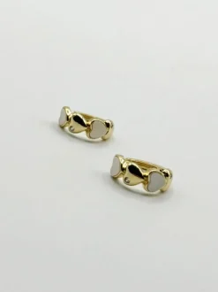 Earrings*SVNX White and Heart Huggie Hoop Earring Gold