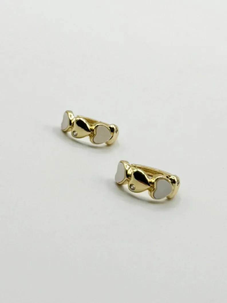 Earrings*SVNX White and Heart Huggie Hoop Earring Gold