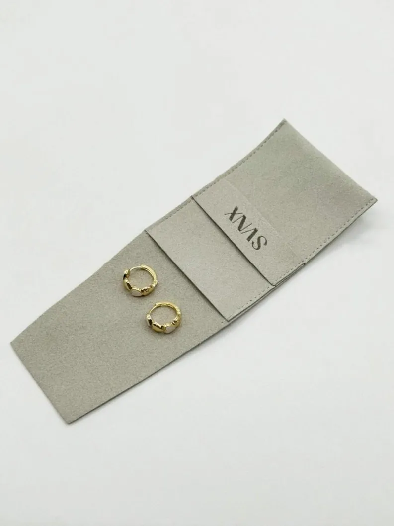 Earrings*SVNX White and Heart Huggie Hoop Earring Gold
