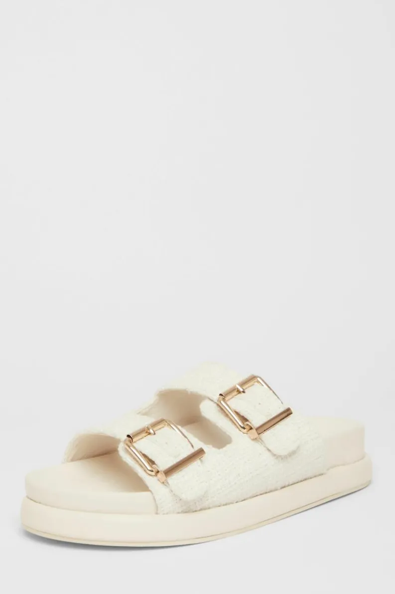 Sandals*Quiz Double Buckle Flat Sandals White