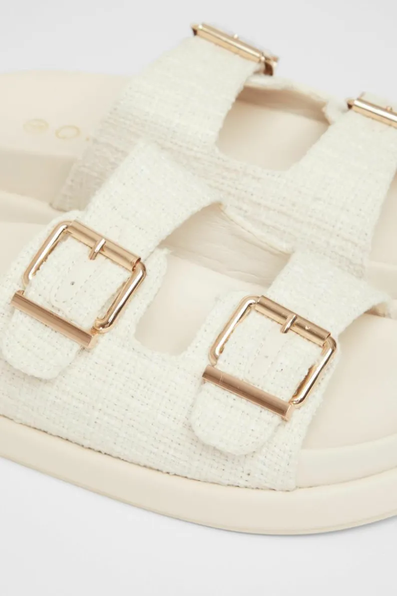Sandals*Quiz Double Buckle Flat Sandals White