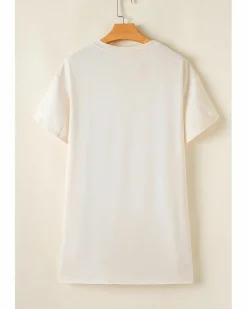Shirt Dresses*Azura Exchange Floral Peace Sign Graphic T Shirt Dress White