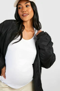 Long Sleeve Tops|Tops*boohoo Maternity Basic Long Sleeve Scoop Neck Top white