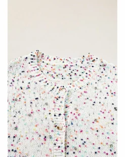 Cardigans*Azura Exchange Multicolor Confetti Sweater Cardigan White