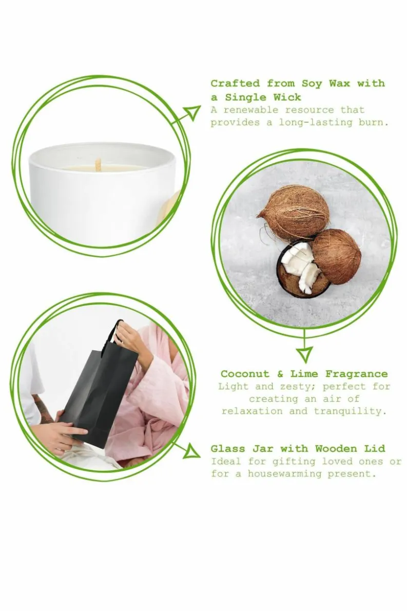 Candles & Diffusers|Candles*Nicola Spring Soy Wax Scented Candles - 130g - Coconut & Lime - Pack of 3 White